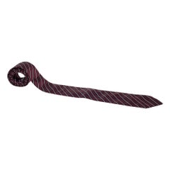 Boss By Hugo Boss Maroon Diagonal Striped Silk Tie 