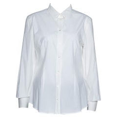 Dolce & Gabbana Hemd aus cremefarbenem weißem Stretch-Baumwoll L