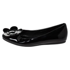 Roger Vivier Black Floral Applique Patent Leather Ballet Flats Size 39