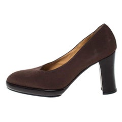 Casadei Brown Fabric Platform Pumps Size 35