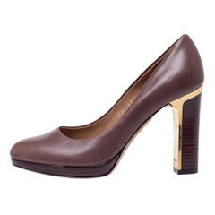 Salvatore Ferragamo Brown Leather Platform Pumps Size 35.5 