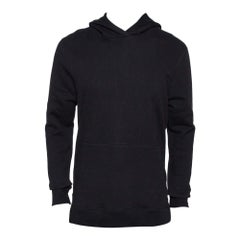 John Elliott Black Cotton Side Zip Detail Hooded Villain Sweatshirt L