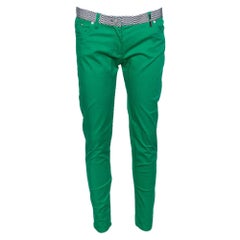 Kenzo Green Cotton Contrast Waist Band Trousers M