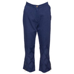 Kenzo Pantalones rectos de algodón azul con estampado de diamantes M