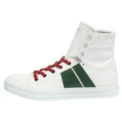Amiri White/Green Canvas and Leather Sunset High Top Sneakers Size 42