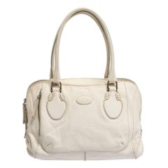 Tod's White Leather Double Zip Satchel