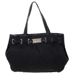 Used Aigner Black Signature Canvas and Leather Tote 