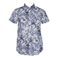 Gucci - Chemise à manches courtes en coton imprimé floral violet S