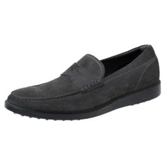 Used Tod's Grey Suede Penny Loafers Size 41.5