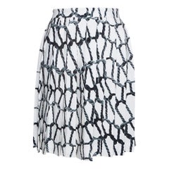 Joseph Monochrome Rope Printed Silk Pleated Skirt M. I