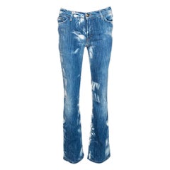Just Cavalli Blau Acid Washed & Distressed Denim Straight Fit Jeans S