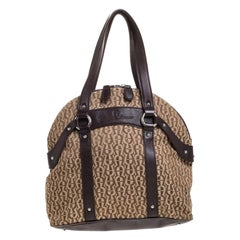 Aigner Brown/Beige Signature Canvas and Leather Satchel