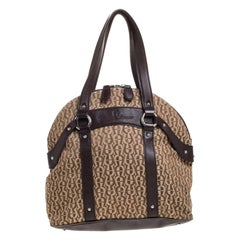 Aigner Sacoche en toile et cuir Brown/Beige Signature