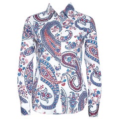 Etro White Floral Paisley Print Stretch Cotton Shirt S