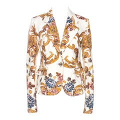 Just Cavalli Cream Floral Print Cotton Jacket M