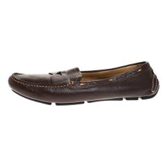 Used Prada Dark Brown Leather Loafers Size 39