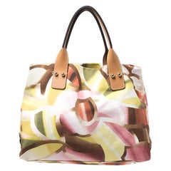Used Missoni Multicolor Printed Canvas and Leather Tote