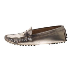 Used Tod's Metallic Leather Penny Loafers Size 36.5