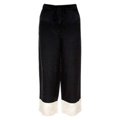 Alexander McQueen Black Silk Jacquard Contrast Hem Detail Pants M