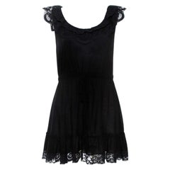Dolce & Gabbana - Mini-robe noire en tricot avec bordure en dentelle - M