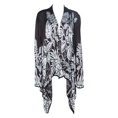 St. John Monochrome Jacquard Knit Draped Cardigan XL