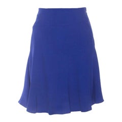 Elie Saab Blue Crepe Flared Skirt S