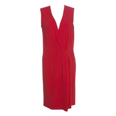 Joseph Red Crepe Pleat Detail Stellina Wrap Dress M