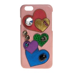 Dolce & Gabbana Multicolor Leather Heart Crystal Embellished iPhone 6S Case