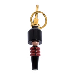 Used Burberry Black and Red Royal Guard Gold Tone Bag Charm