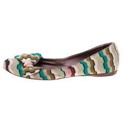 Missoni Multicolor Knitted Fabric Bow Ballet Flats Size 37