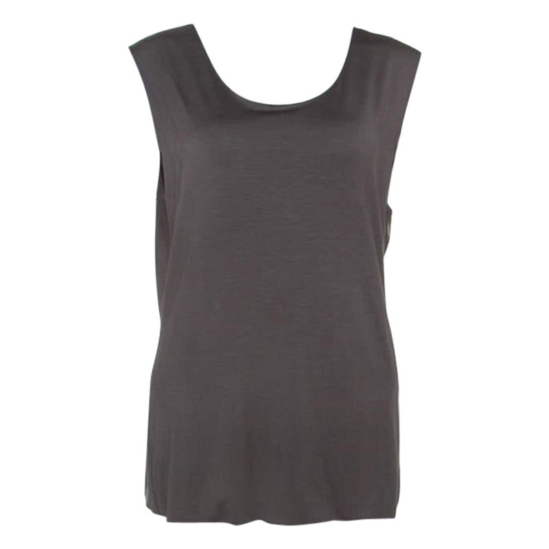 Armani Collezioni Grey Stretch Knit Sleeveless Top L