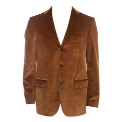 Salvatore Ferragamo blazer ajusté brun clair en velours côtelé, taille L