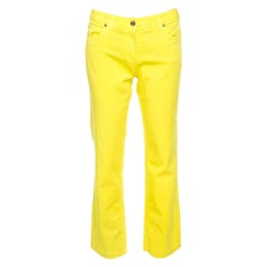 Roberto Cavalli Yellow Denim Embroidered Back Pocket Jeans M