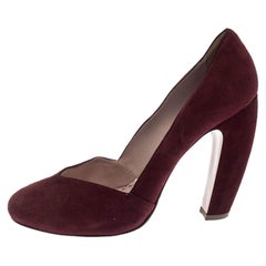 Miu Miu Maroon Suede Curved Heel Pumps Size 40