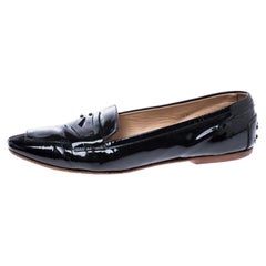 Used Tod's Black Patent Leather Pointed Toe Penny Loafer Size 40