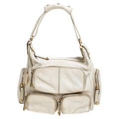 Used Tod's Cream Leather Zipped Pockets Satchel
