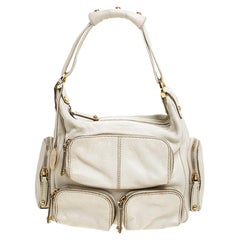 Tod's Cream Leather Zipped Pockets Satchel