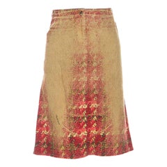 Roberto Cavalli Multicolor Faded Houndstooth Print Denim Skirt S