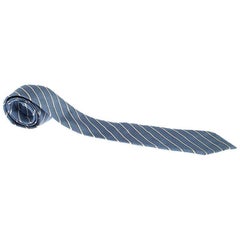 Ermenegildo Zegna Couture Blue Striped Jacquard Silk Tie