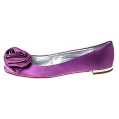 Giuseppe Zanotti Purple Satin Flower Detail Ballet Flats Size 36.5