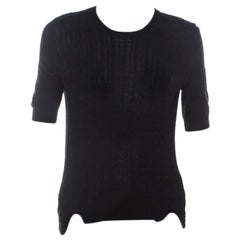 Miu Miu Black Cashmere Rib Knit Short Sleeve Top S