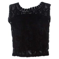 Emanuel Ungaro Ombre De La Nuit Vintage Black Lace Sleeveless Cropped Blouse M 