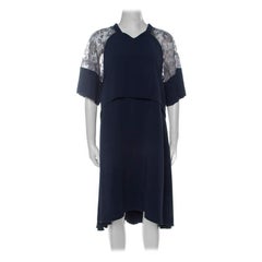 Philosophy Navy Blue Lace Detail Layered Shift Dress M