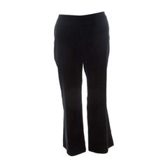 Alexander McQueen Black Silk Blend Velvet Wide Leg Trousers L 