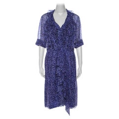 Jason Wu - Chiffon de soie violet imprimé à volants  Robe courte L