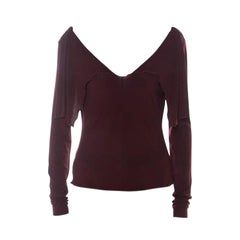 Alberta Ferretti Burgundy Cowl Neck Long Sleeve Top M