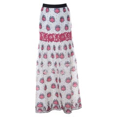 Philosophy di Alberta Ferretti White & Pink Cotton Lace Insert Maxi Skirt L