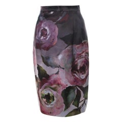 Escada Multicolor Floral Print Knee Length Sheath Skirt M