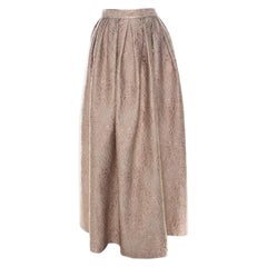 Max Mara Cream Lurex Floral Pattern Jacquard Long Skirt S 