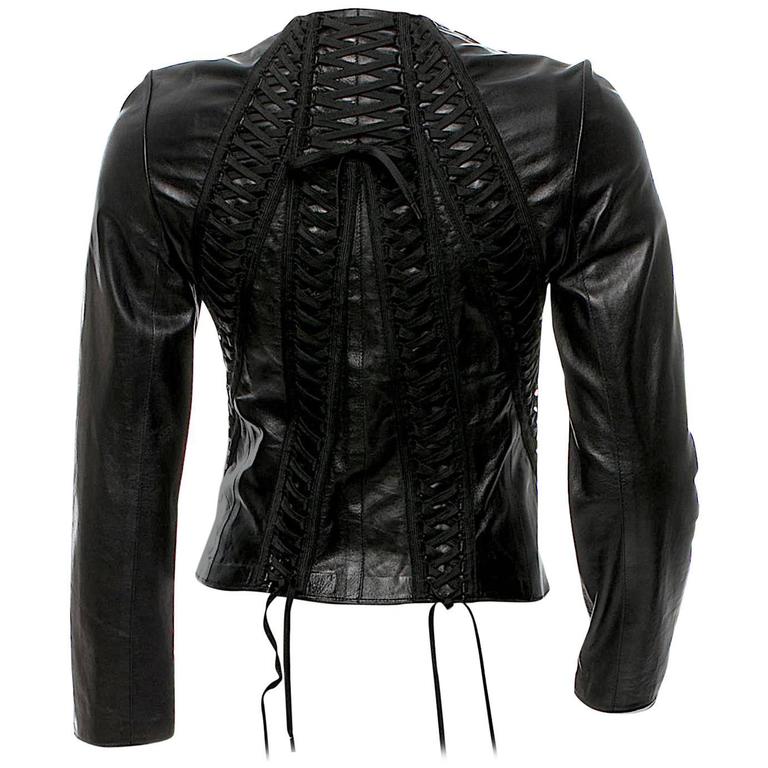 Christian Dior Black Lambskin Leather Corset Laced Bondage Jacket by ...